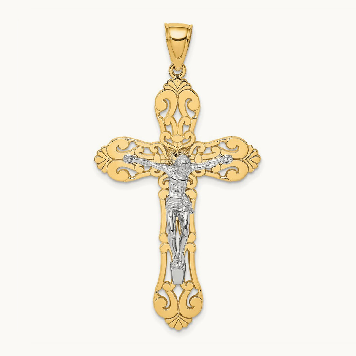 Crucifix Charm, 14K Two-tone