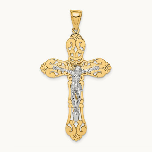 Crucifix Charm, 14K Two-tone