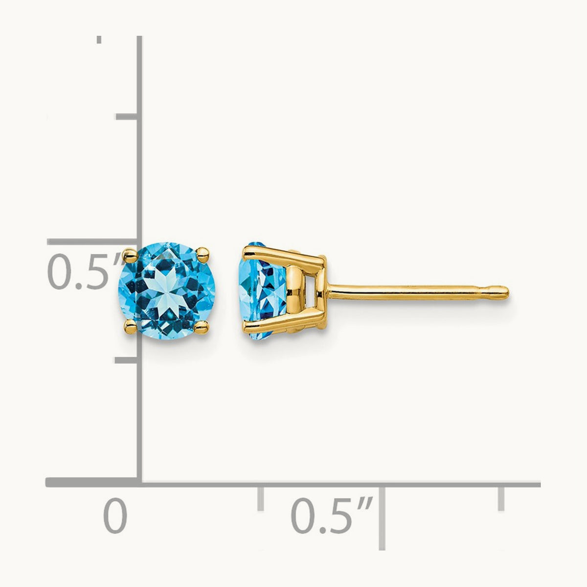 Blue Topaz Earrings, 5mm, 14K