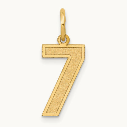 Medium Satin Number 7 Charm — 14K Yellow Gold