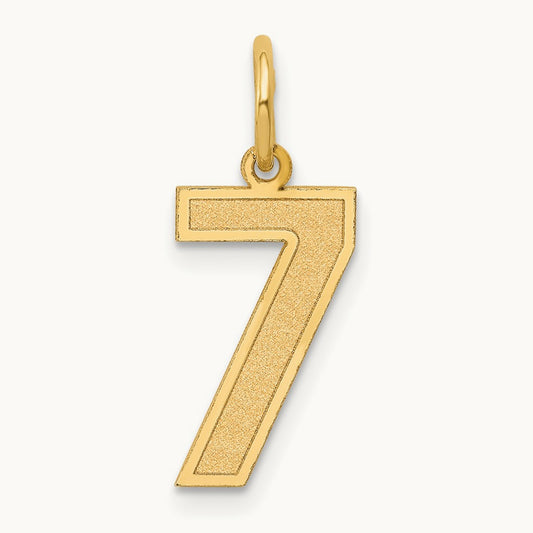Medium Satin Number 7 Charm — 14K Yellow Gold