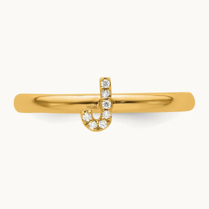 Stackable Diamond Ring — 14K Yellow Gold, J