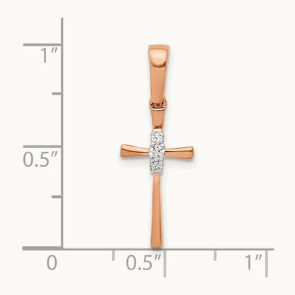 .03ct. Diamond Cross Pendant, 14K Rose Gold