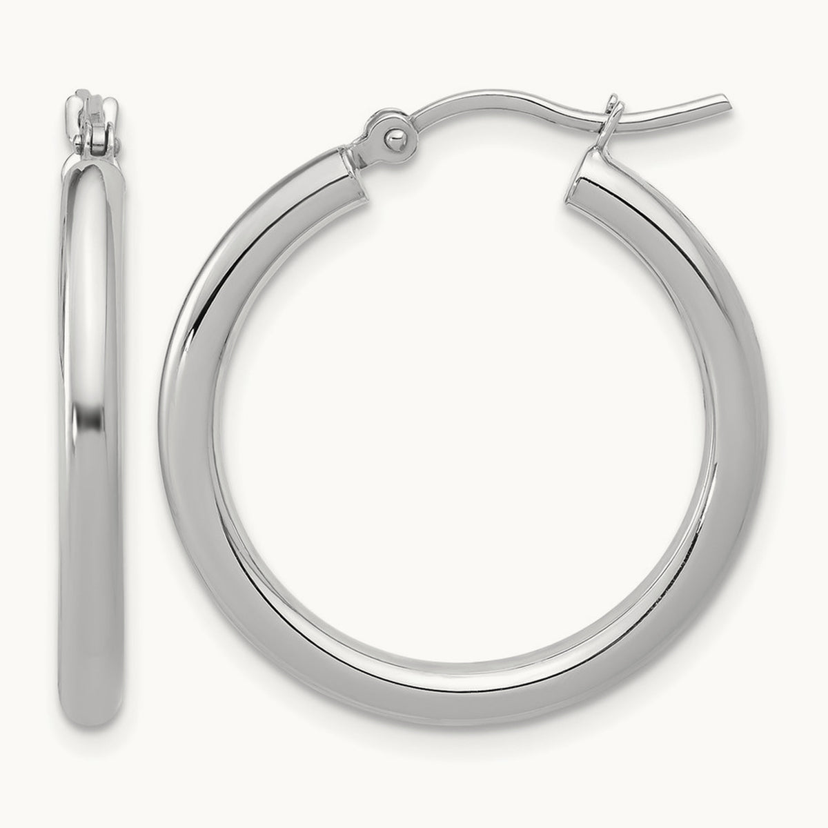 Polished Hinged Hoop Earrings, 10K White Gold — Leslie's