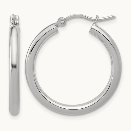 Polished Hinged Hoop Earrings, 10K White Gold — Leslie's