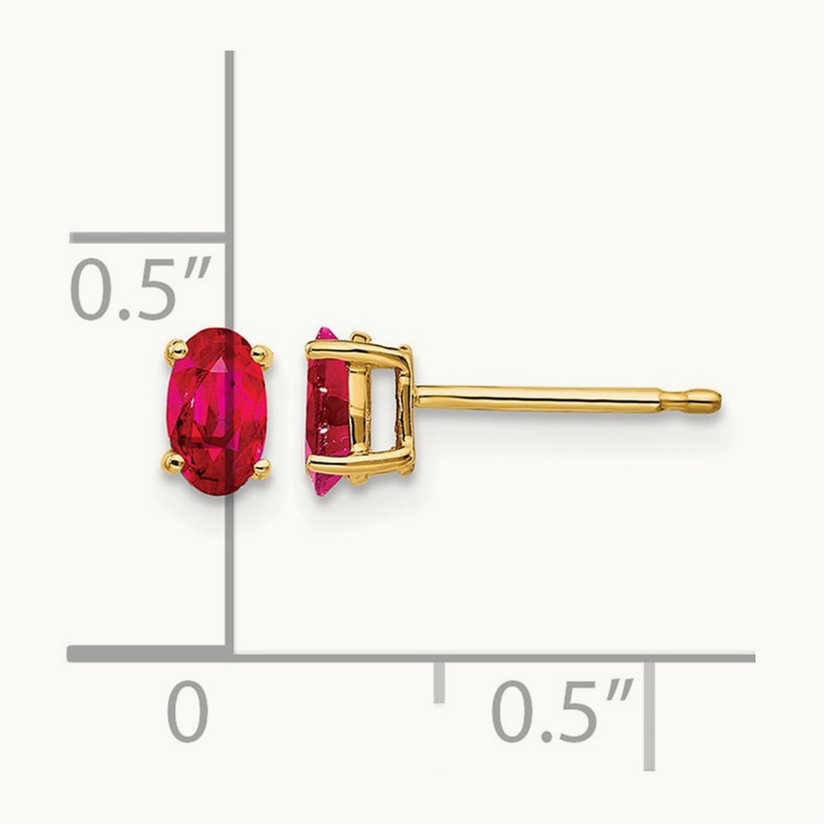 Ruby Post Earrings — 14K Yellow Gold