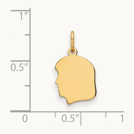 Plain Small .011 Gauge Facing Left Engravable Girl Head Charm — 18mm