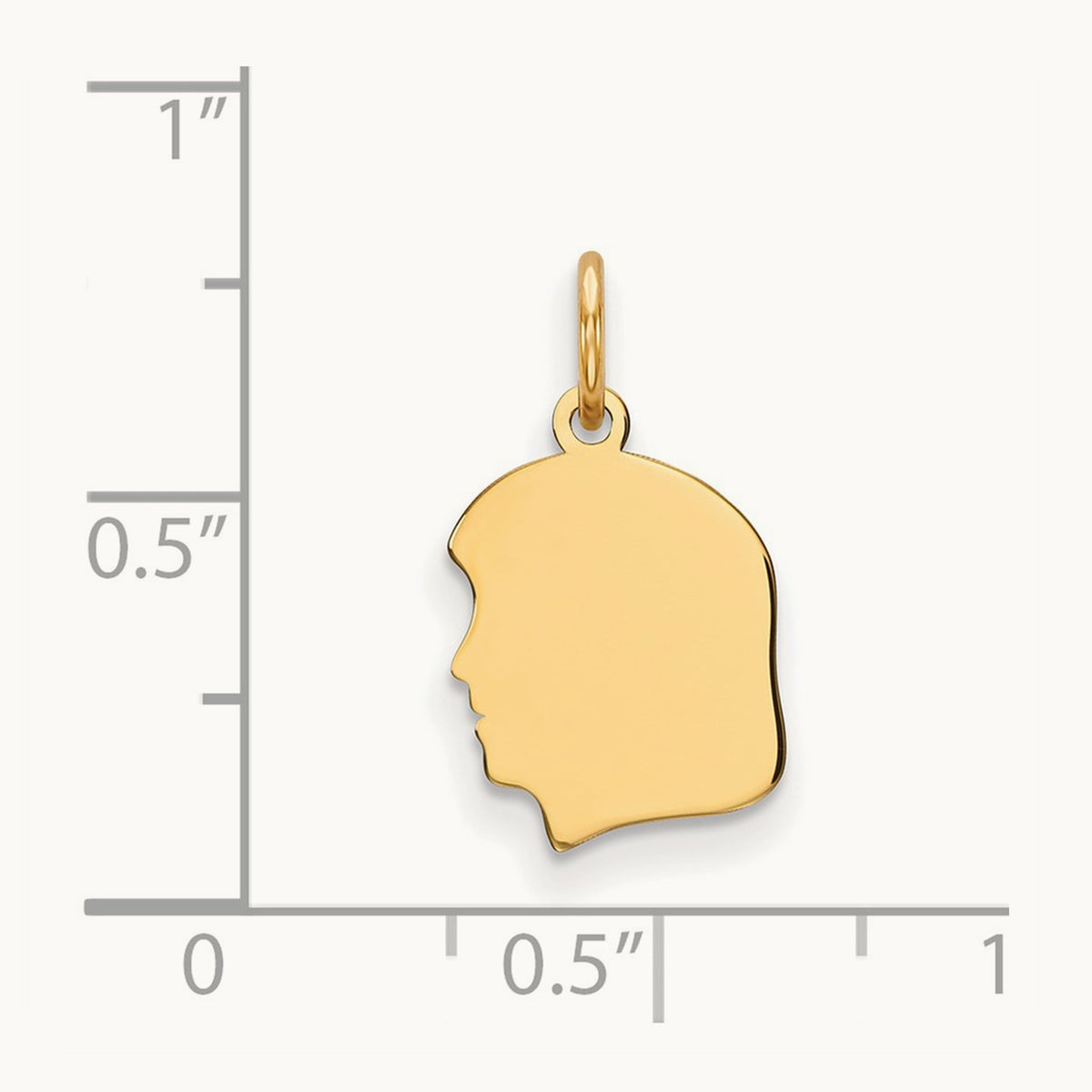 Plain Small .018 Gauge Facing Left Engravable Girl Head Charm — 18mm