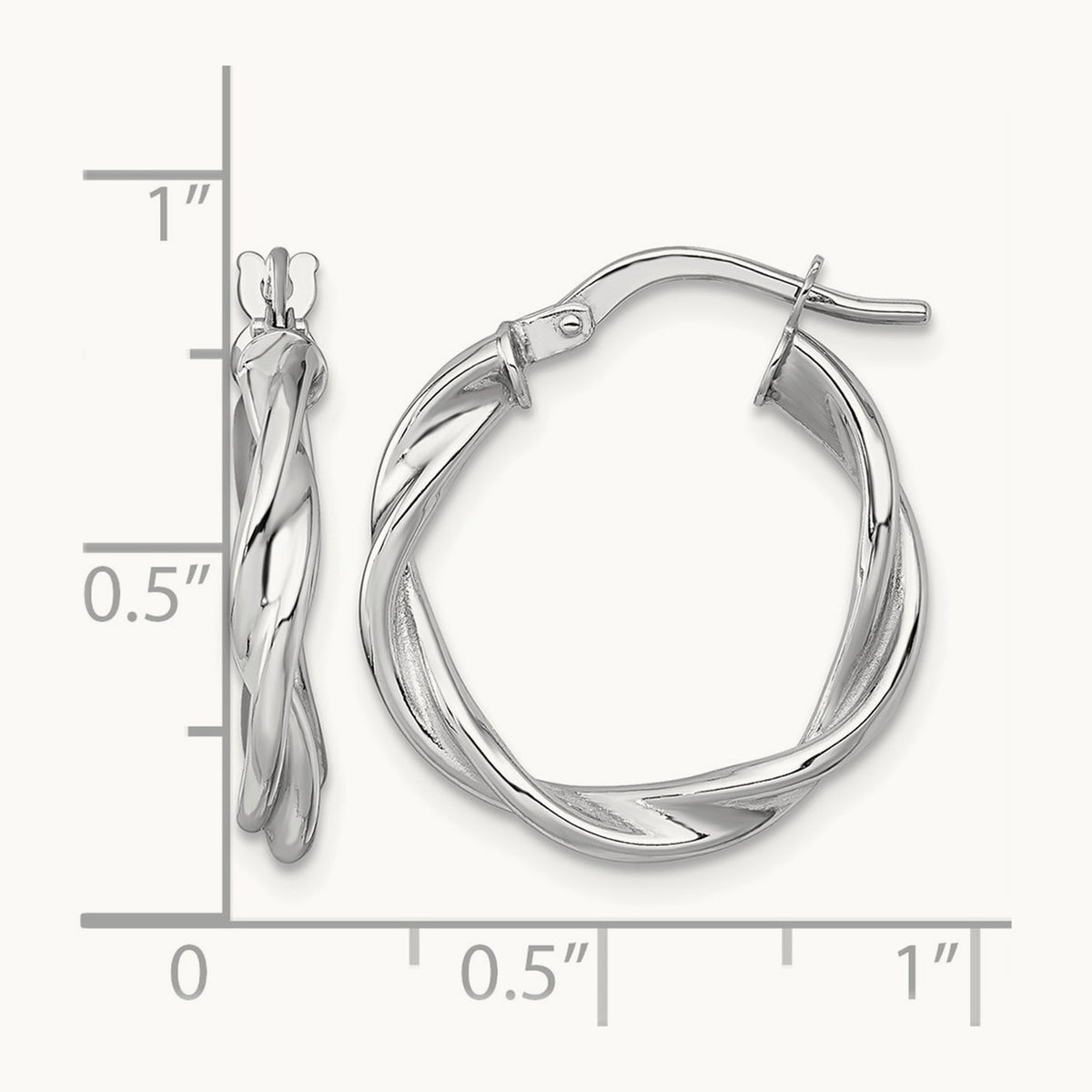 Polished Twist Hoop Earrings — 14K White Gold