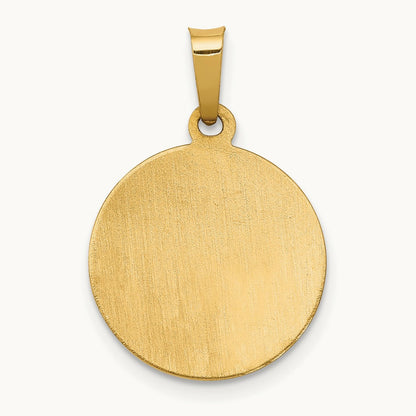 Polished and Satin St. Barbara Medal Hollow Pendant, 14K