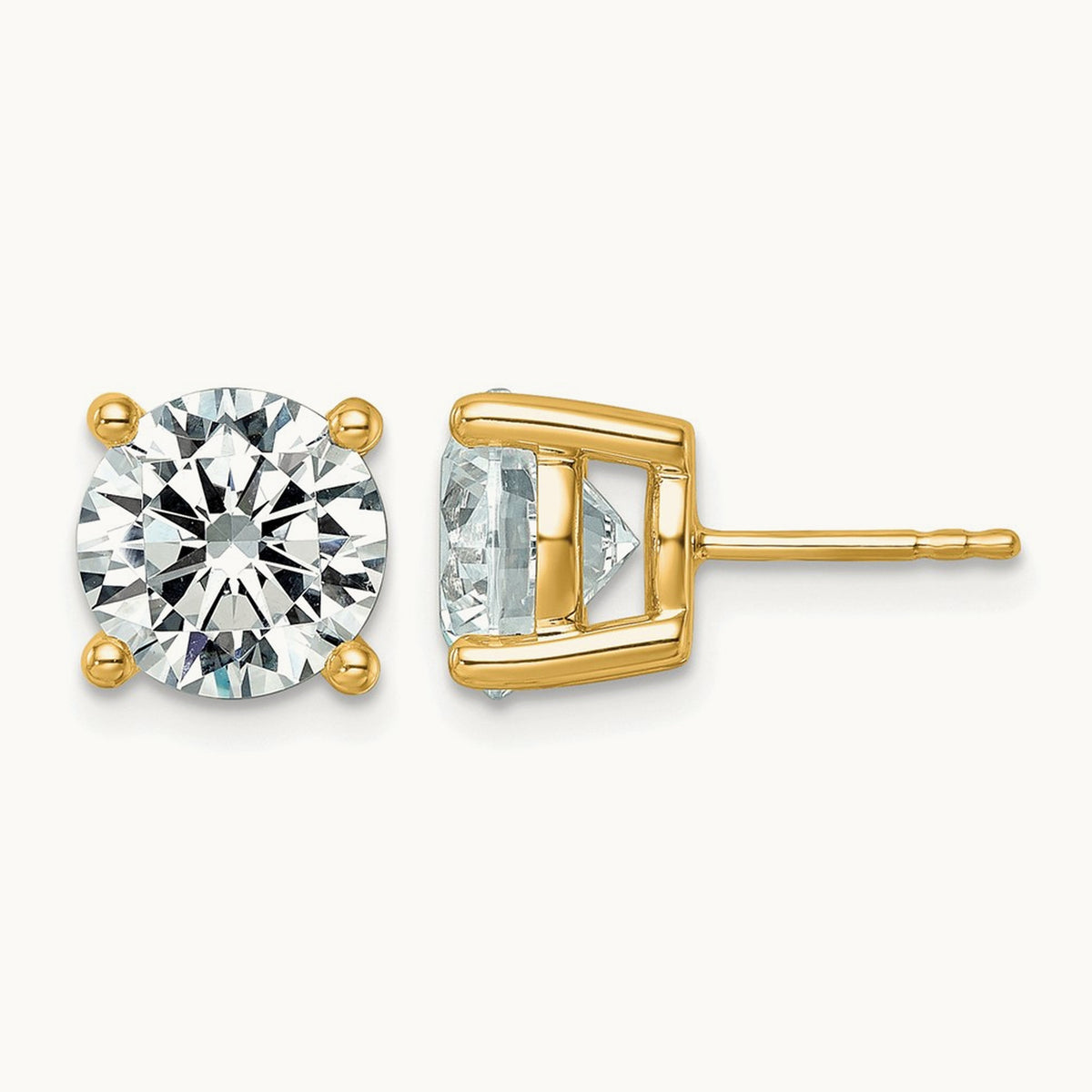 Round Lightweight Earrings, 0.25-6.00 ct tw Lab-Grown Diamond — 6 ct, 14K Yellow Gold