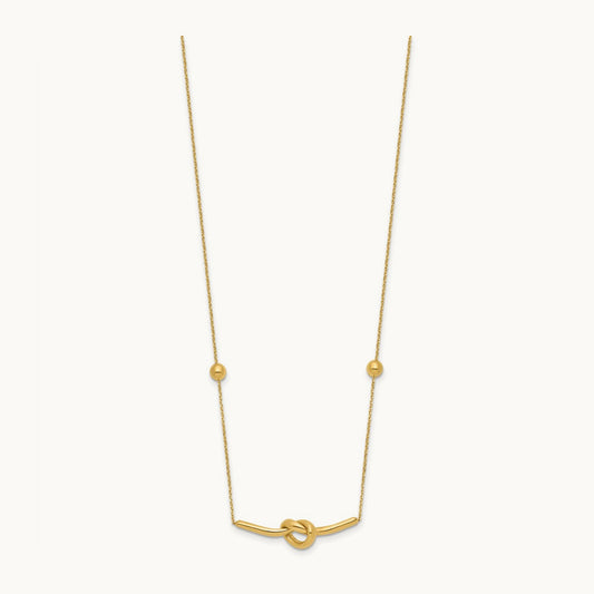 Polished Knotted Pendant and Beads 16in w/2in ext. Necklace, 14K