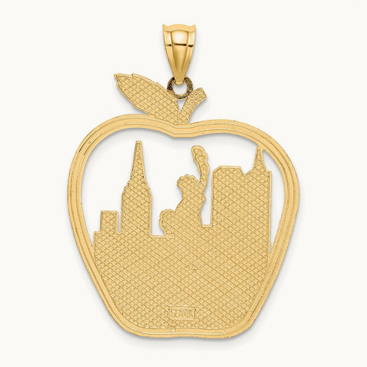 NEW YORK Apple w/New York Skyline and Statue of Liberty Charm, 14K