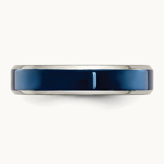 Polished Blue IP-plated Band, 5mm, Stainless Steel