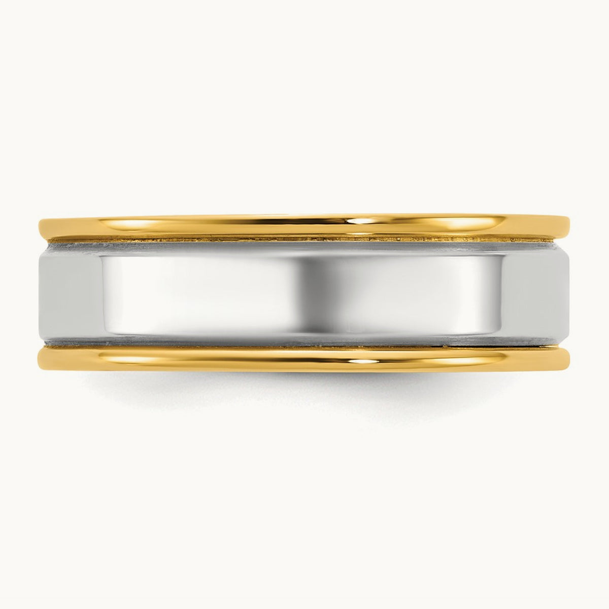 Y/W Step Up Beveled Wedding Band, 6mm, 14K Two-tone