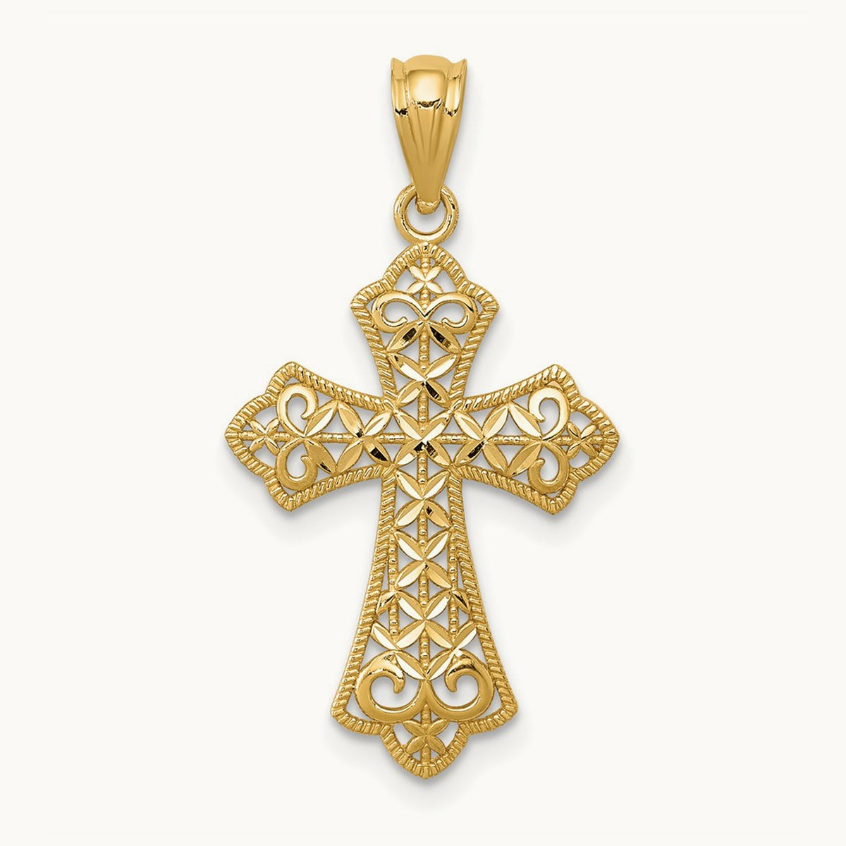 Polished Filigree Cross Pendant — 26.19mm