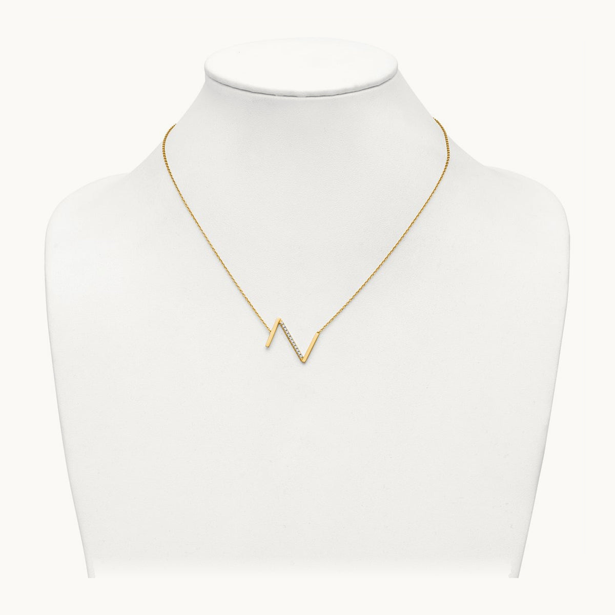 Sideways Diamond Necklace — 14K Yellow Gold, Z