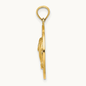 BEAUFORT SC w/Dolphins Circle Charm, 14K