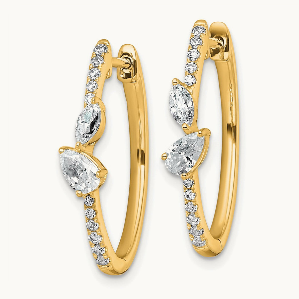 Hinged Hoop Earrings, 1.00 ct tw Lab-Grown Diamond — 14K Yellow Gold