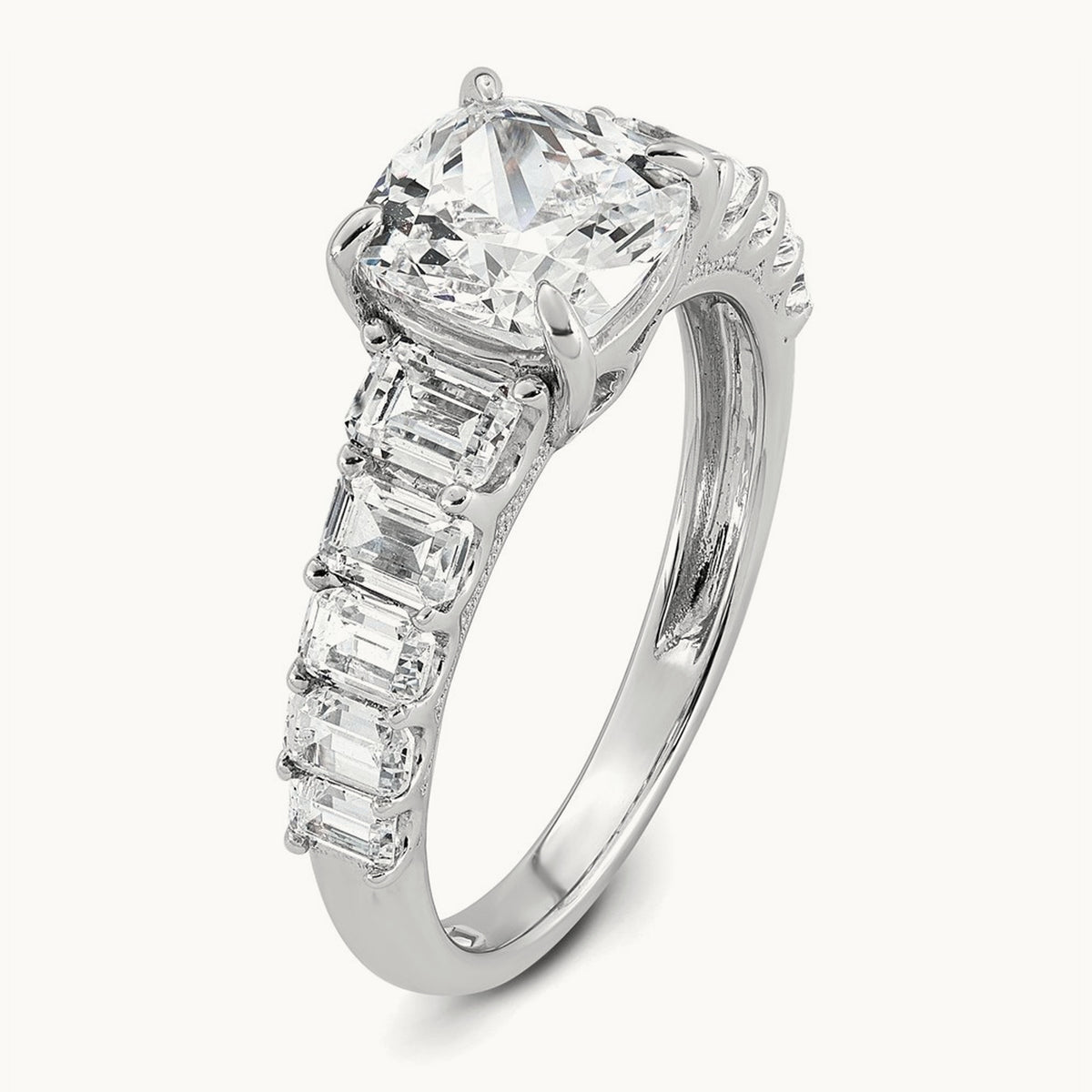 Cushion Engagement Ring, 3.25 ct tw Lab-Grown Diamond — 14K White Gold