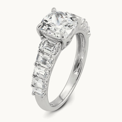 Cushion Engagement Ring, 3.25 ct tw Lab-Grown Diamond — 14K White Gold