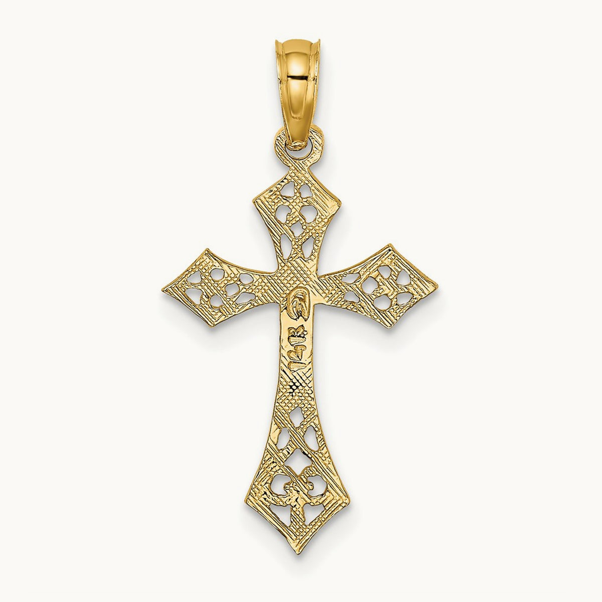 Filigree Cross Charm — 14K Yellow Gold