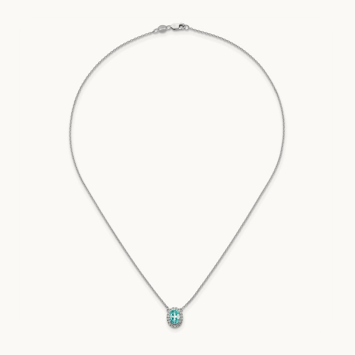 Created Paraiba Pendant Necklace, 0.10 ct tw Lab-Grown Diamond