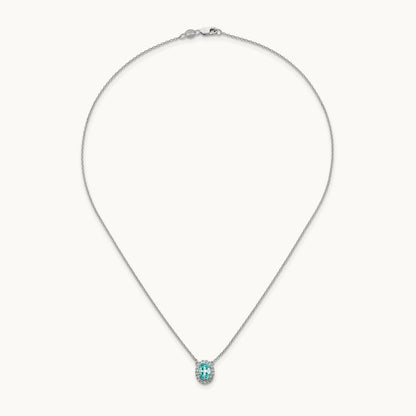 Created Paraiba Pendant Necklace, 0.10 ct tw Lab-Grown Diamond