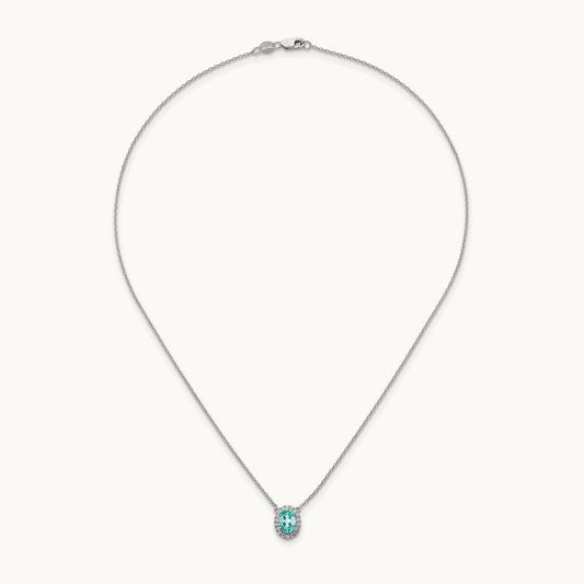 Created Paraiba Pendant Necklace, 0.10 ct tw Lab-Grown Diamond