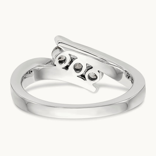 3-Stone Diamond Band, 14K White Gold