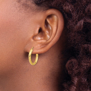 Polished & Diamond-cut Endless Hoop Earrings — 14K Yellow Gold