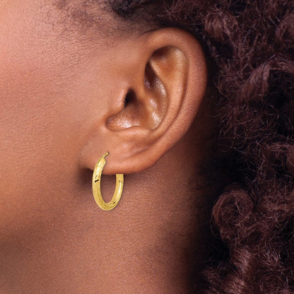Polished & Diamond-cut Endless Hoop Earrings — 14K Yellow Gold