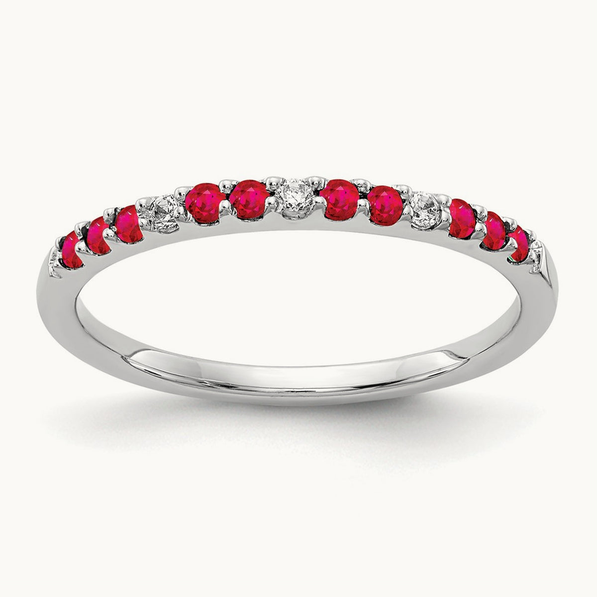 Diamond and Ruby Band, 14K White Gold
