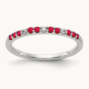 Diamond and Ruby Band, 14K White Gold