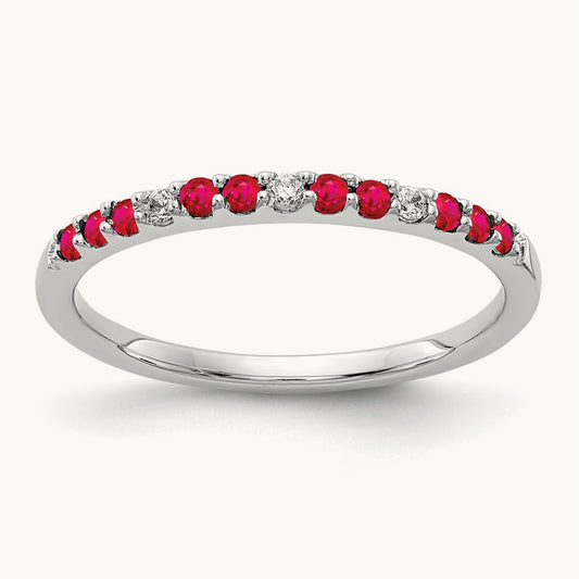 Diamond and Ruby Band, 14K White Gold