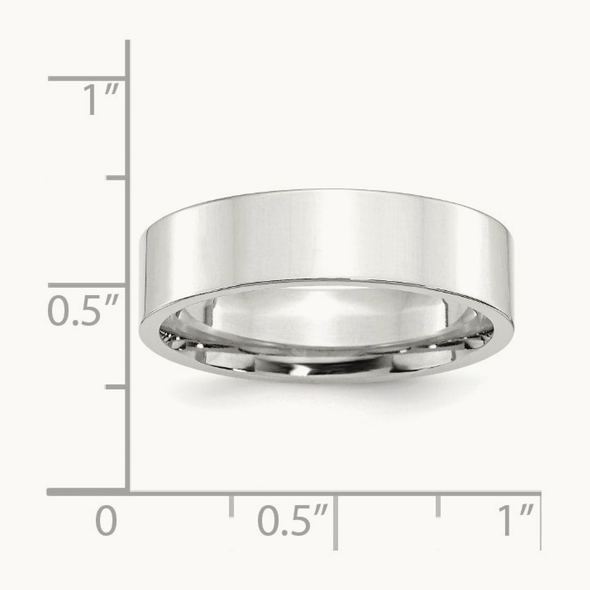 Standard Flat Comfort Fit Band, 6mm, 10K White Gold