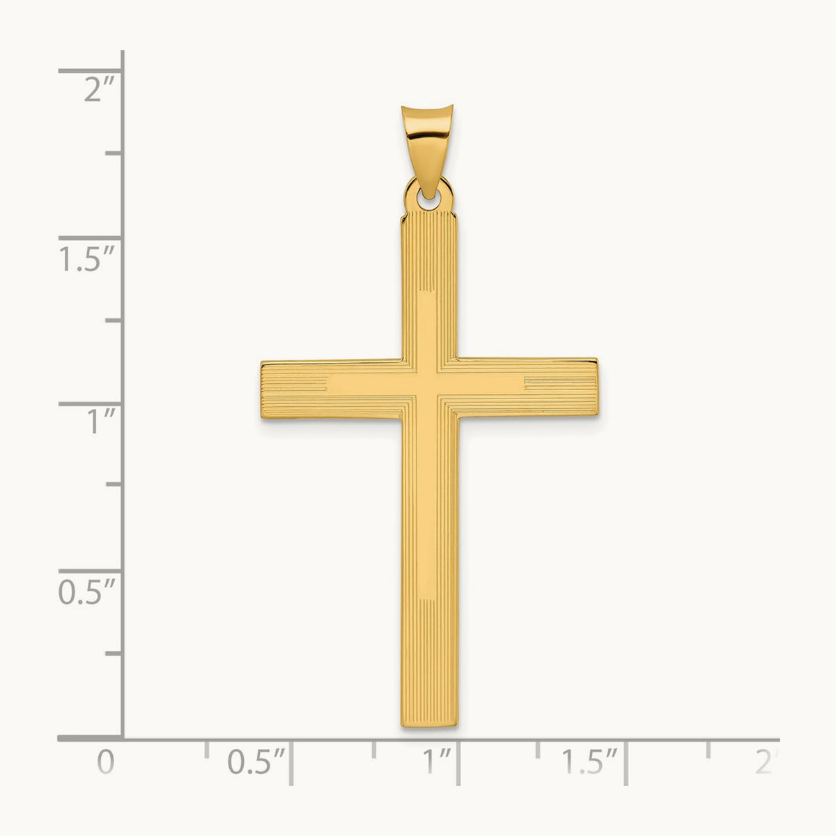 Polished and Line Design Solid Cross Pendant — 47.27mm
