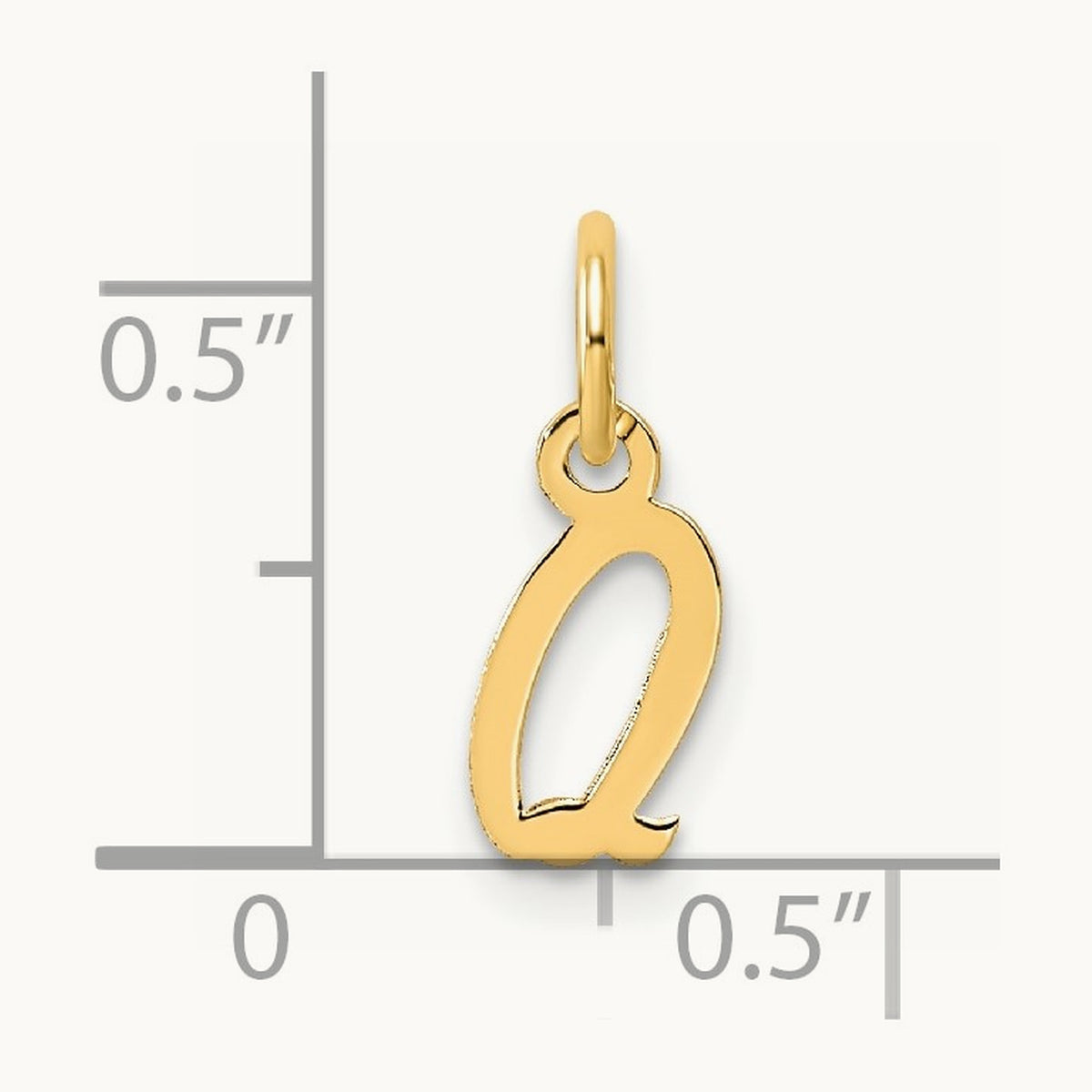 Small Script Letter Q Initial Charm, 14K