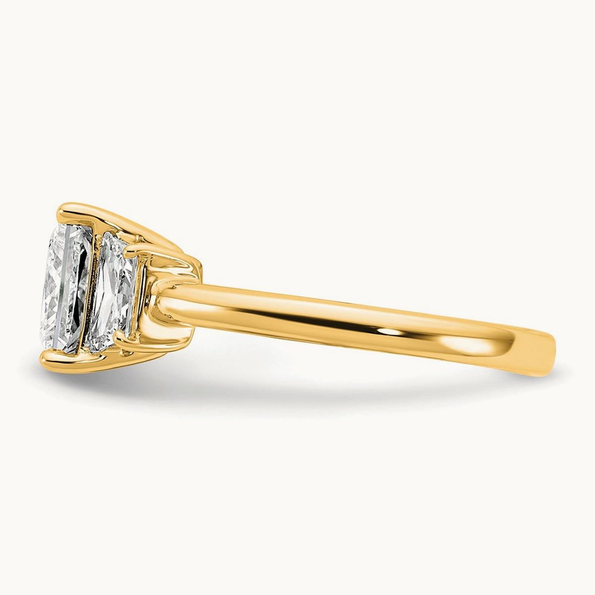 Princess & Trapezoid Engagement Ring — 14K Yellow Gold, 2 3/4 ct, 7