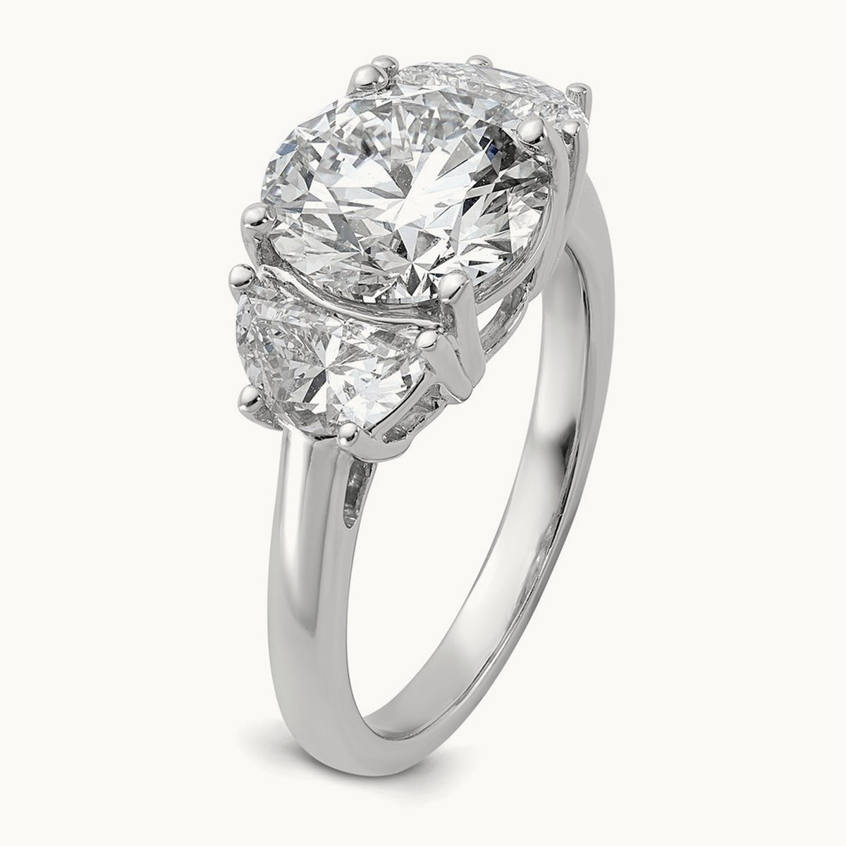 Round 3 Stone Engagement Ring, 1.25-4.00 ct tw Lab-Grown Diamond — 4 ct, 14K White Gold