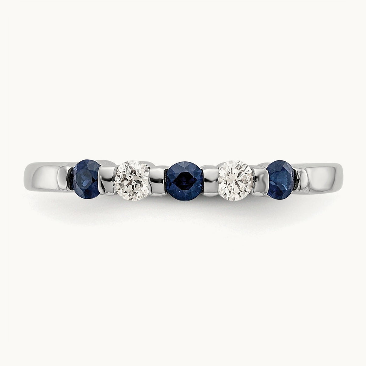 Diamond w/Sapphire Band, 14K White Gold