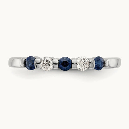 Diamond w/Sapphire Band, 14K White Gold