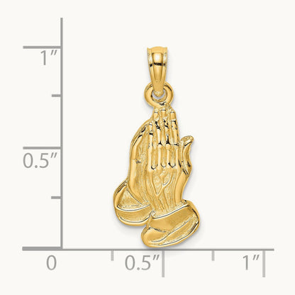 2-D Praying Hands Charm, 14K
