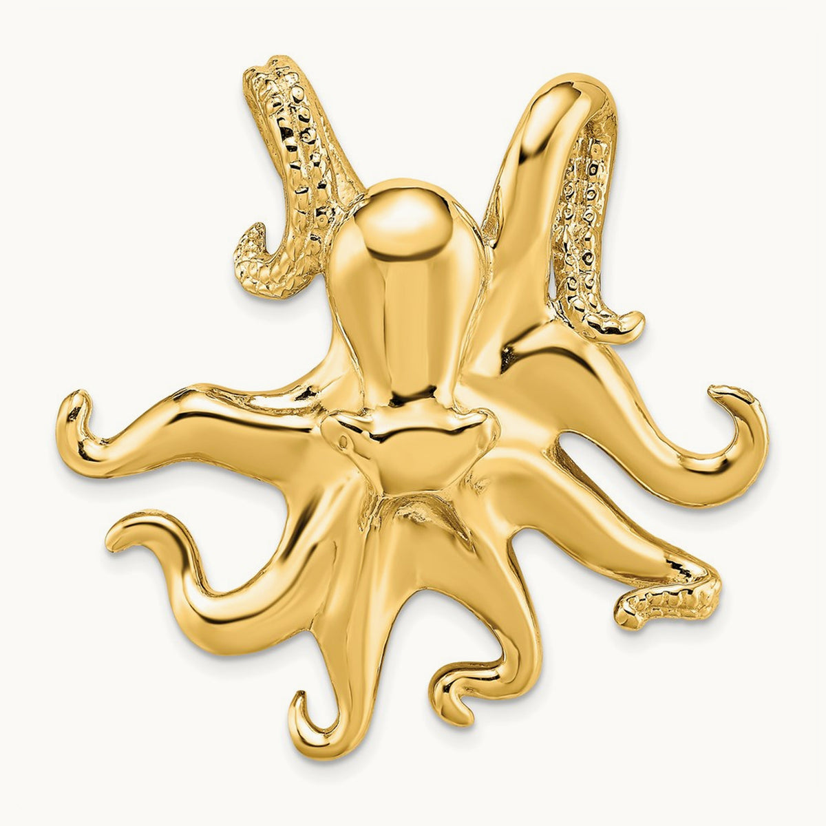 Polished and Textured Octopus Slide, 14K