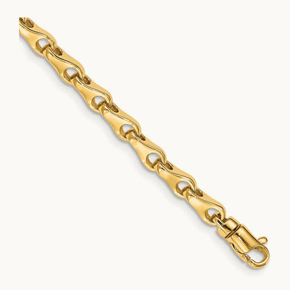 Hand-polished Fancy Link Bracelet, 3.9mm, 14K