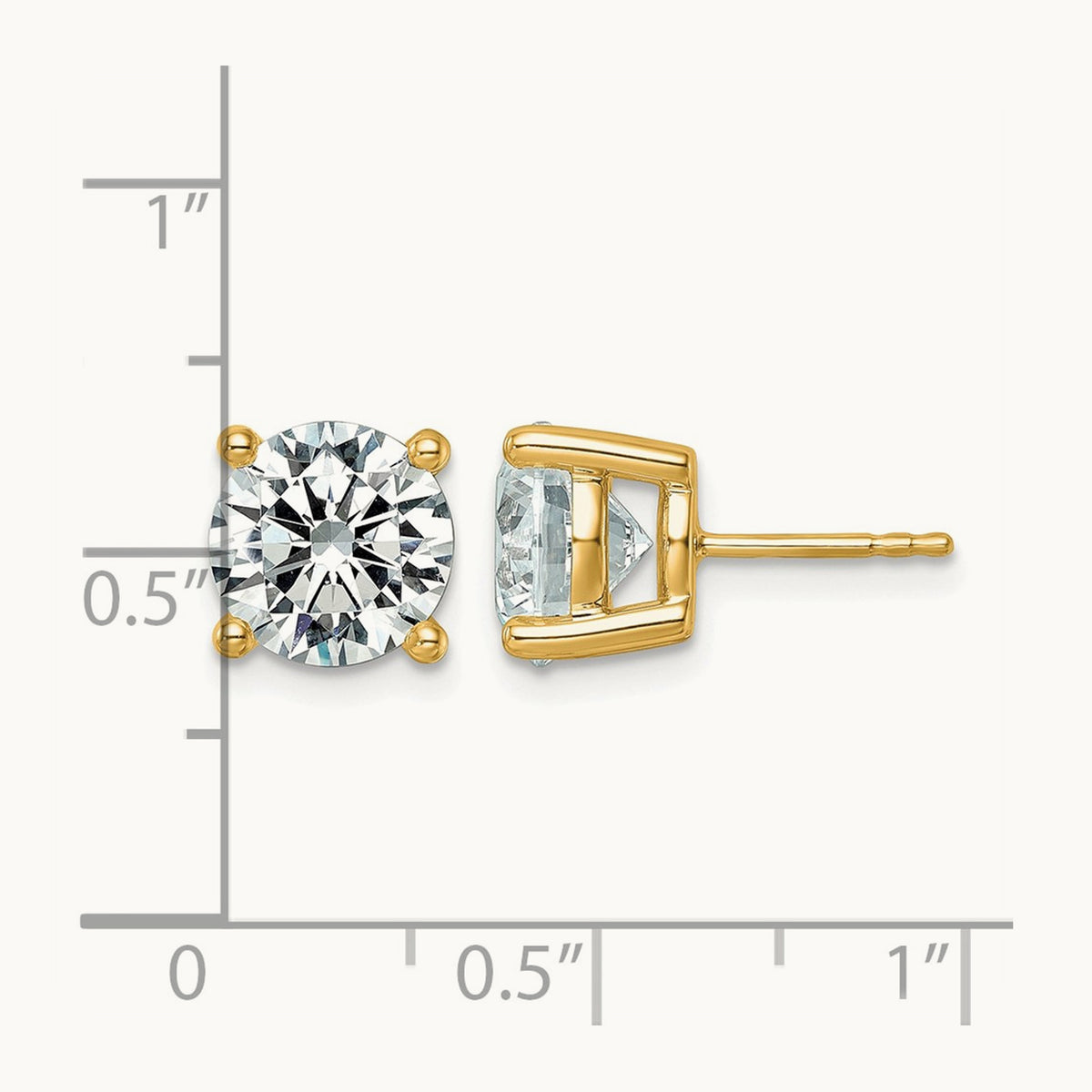 Round Lightweight Earrings, 0.25-6.00 ct tw Lab-Grown Diamond — 6 ct, 14K Yellow Gold