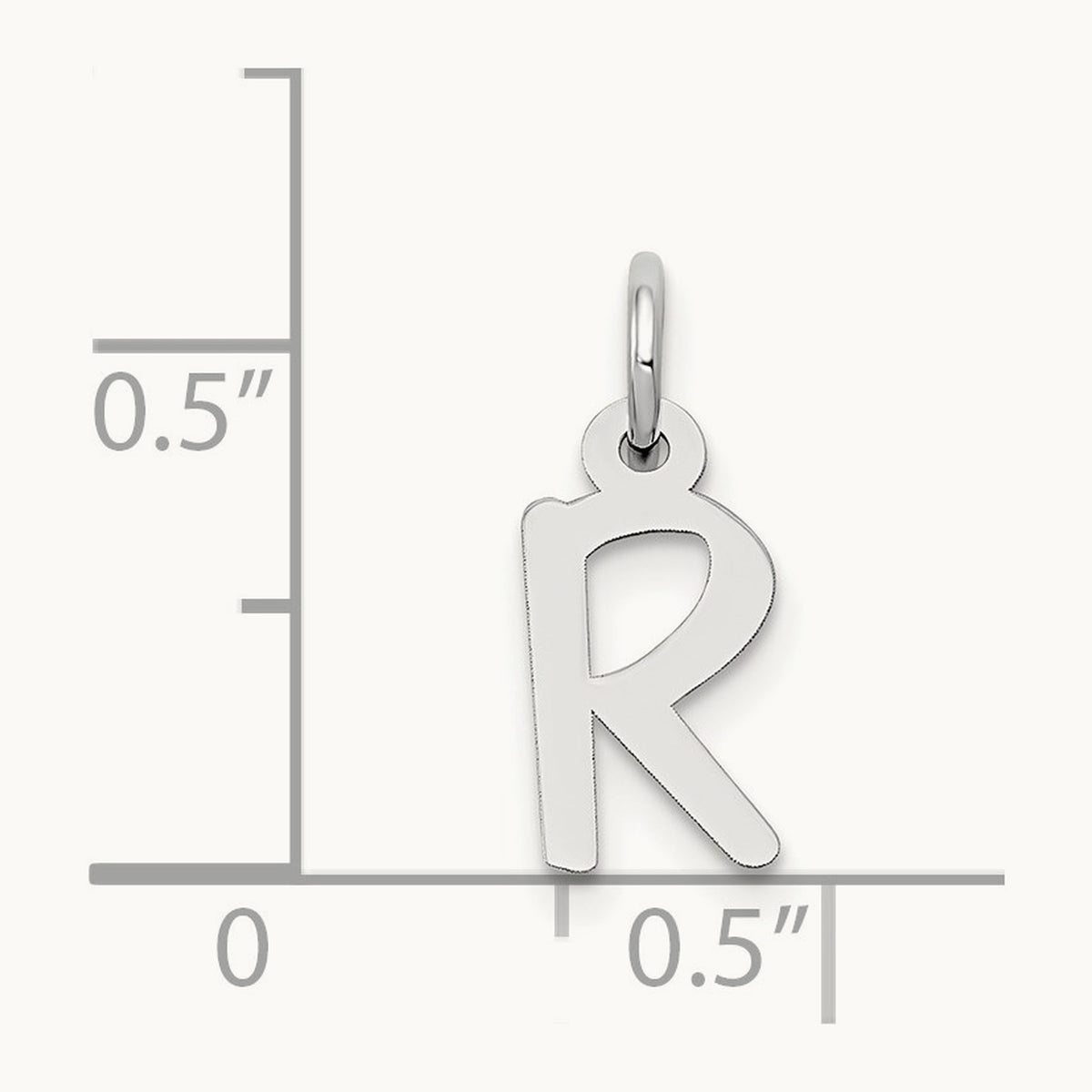 Small Slanted Block Initial Charm — 14K White Gold, R