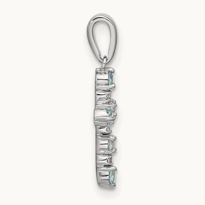 Aquamarine and Diamond Cross Pendant, 14K White Gold