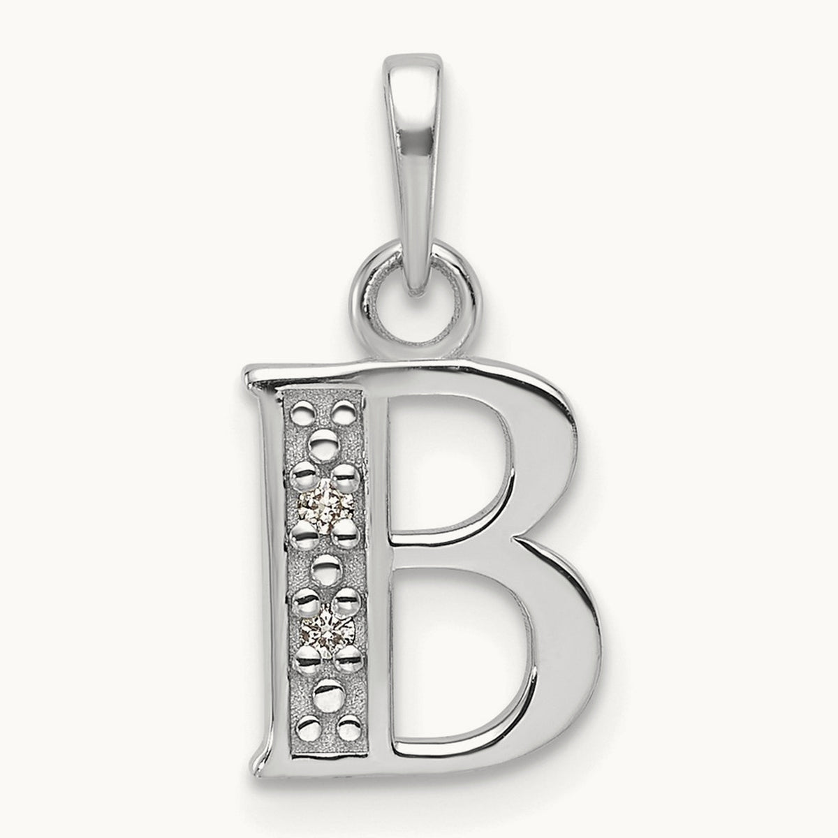 Diamond Letter B Initial Pendant, 14K White Gold