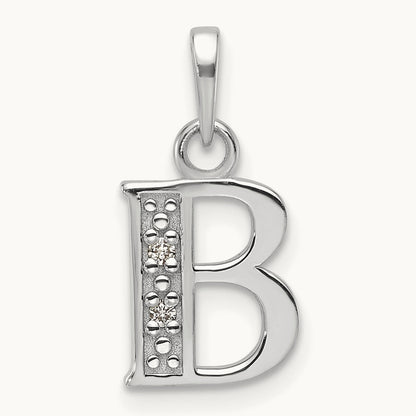 Diamond Letter B Initial Pendant, 14K White Gold